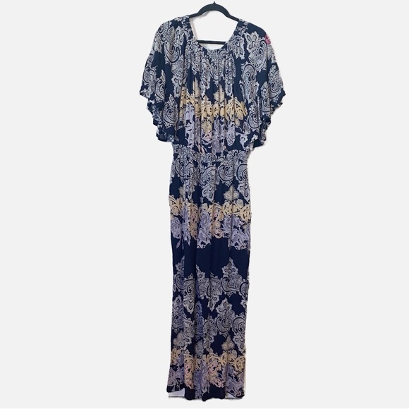 Raga Anthropologie Jolie Off Shoulder Ruffled Smocked Jumpsuit Medium NWT - Picture 4 of 13